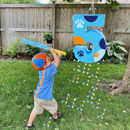 16 Inch Number 2 Dog Paw Pinata with 16 Inch Piñata Stick Blindfold Confetti for Boy Girl Kids 2nd Birthday Party Decorations (2nd)