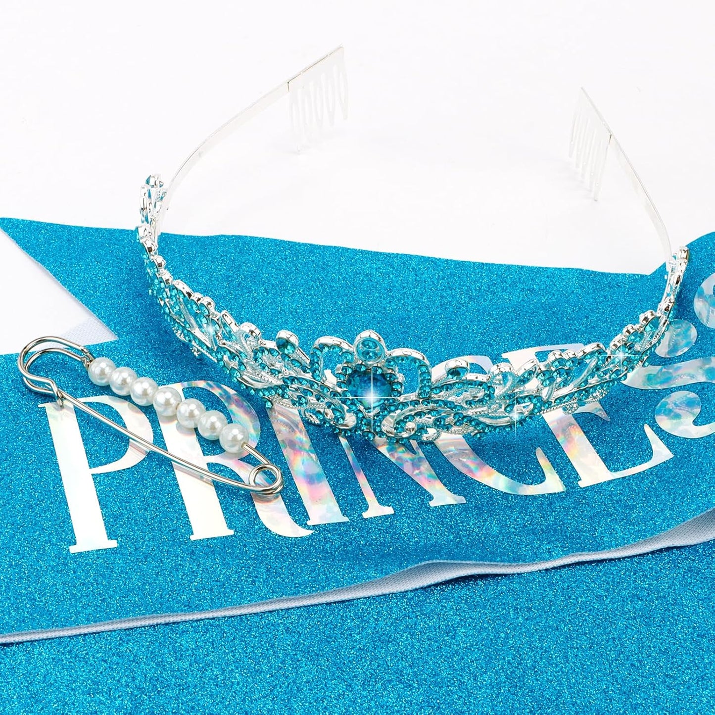 CIEHER Princess Crown and Birthday Sash Set, Pink Tiara for Women, Birthday Decorations for Girls, Gifts