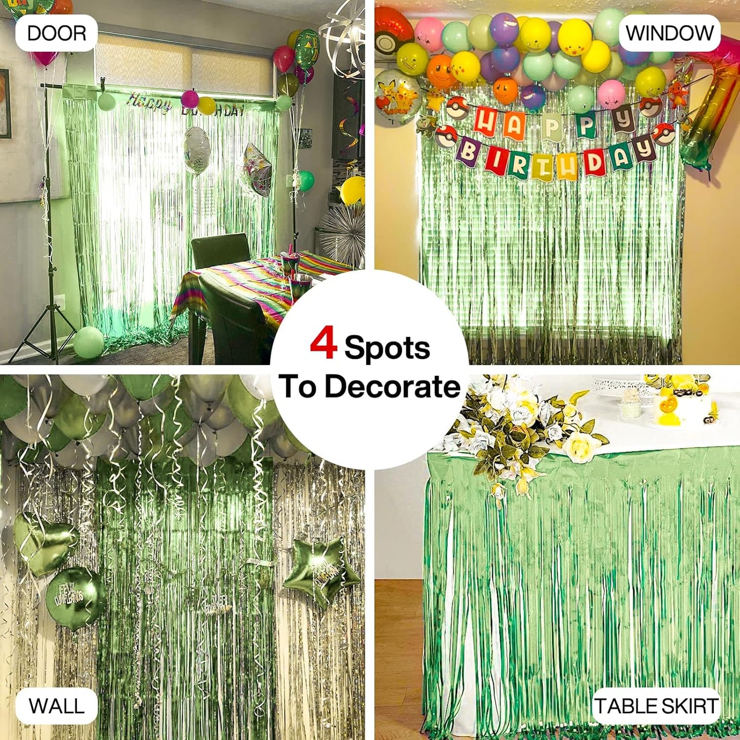PartyWoo Silver Streamers 3pcs Tinsel Backdrop 8.2FT Metallic Tinsel Foil Fringe Streamer Curtains Party Photo Booth Backdrop for Graduation Baby Shower Bachelorette Wedding Disco Party Decorations