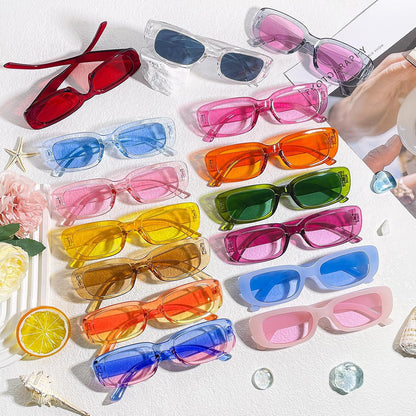 Pibupibu 40 Pack Rectangle Sunglasses Bulk 90s Retro Cool Party Sunglasses for Women Men Fun Glasses Set