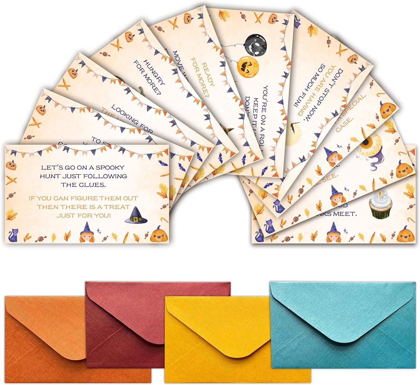 Halloween Scavenger Hunt Cards, Scavenger Hunt Clue Game Card for Adults Family, Halloween Party Decorations Supplies, 21 Cards with Envelopes- B02