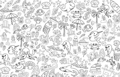 Animal Fun Design – Square Tablecloth 60”X60” – Interactive Coloring Tablecloth for Kids - Poly/Cotton Fabric – Washable and Reusable – DIY Activity for Children and Adults