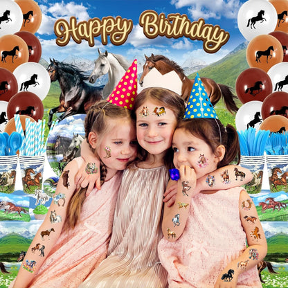Horse Temporary Tattoos 52 Pcs Horse Tattoos for Kids Birthday Party Supplies Favors Tattoos Stickers Super Cute Gifts Party Decorations Girls Boys Classroom School Prizes Themed