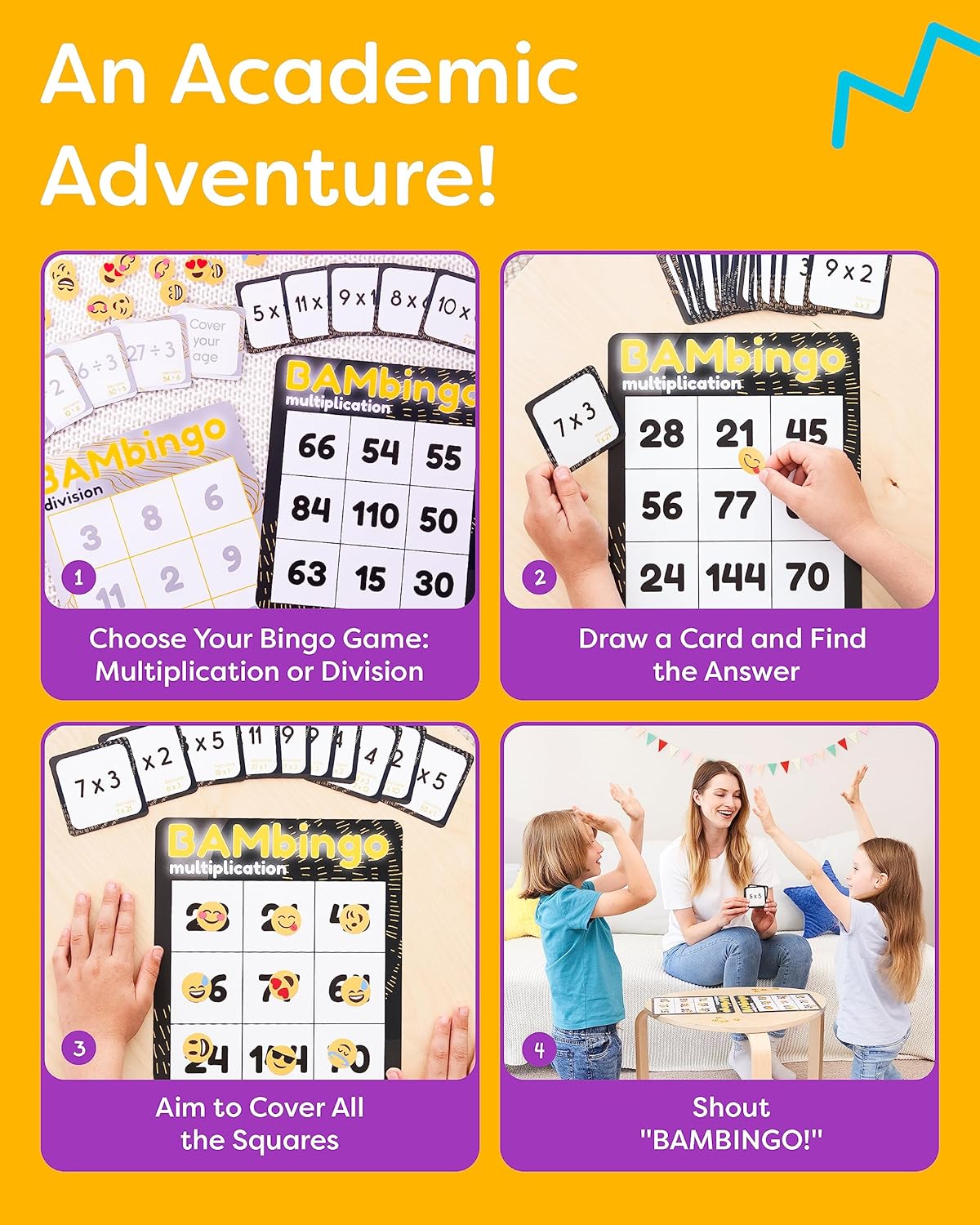 THE BAMBINO TREE Addition and Subtraction Facts Bingo Game - 1st 2nd & 3rd Grade Educational Math Learning for Classroom & Homeschool
