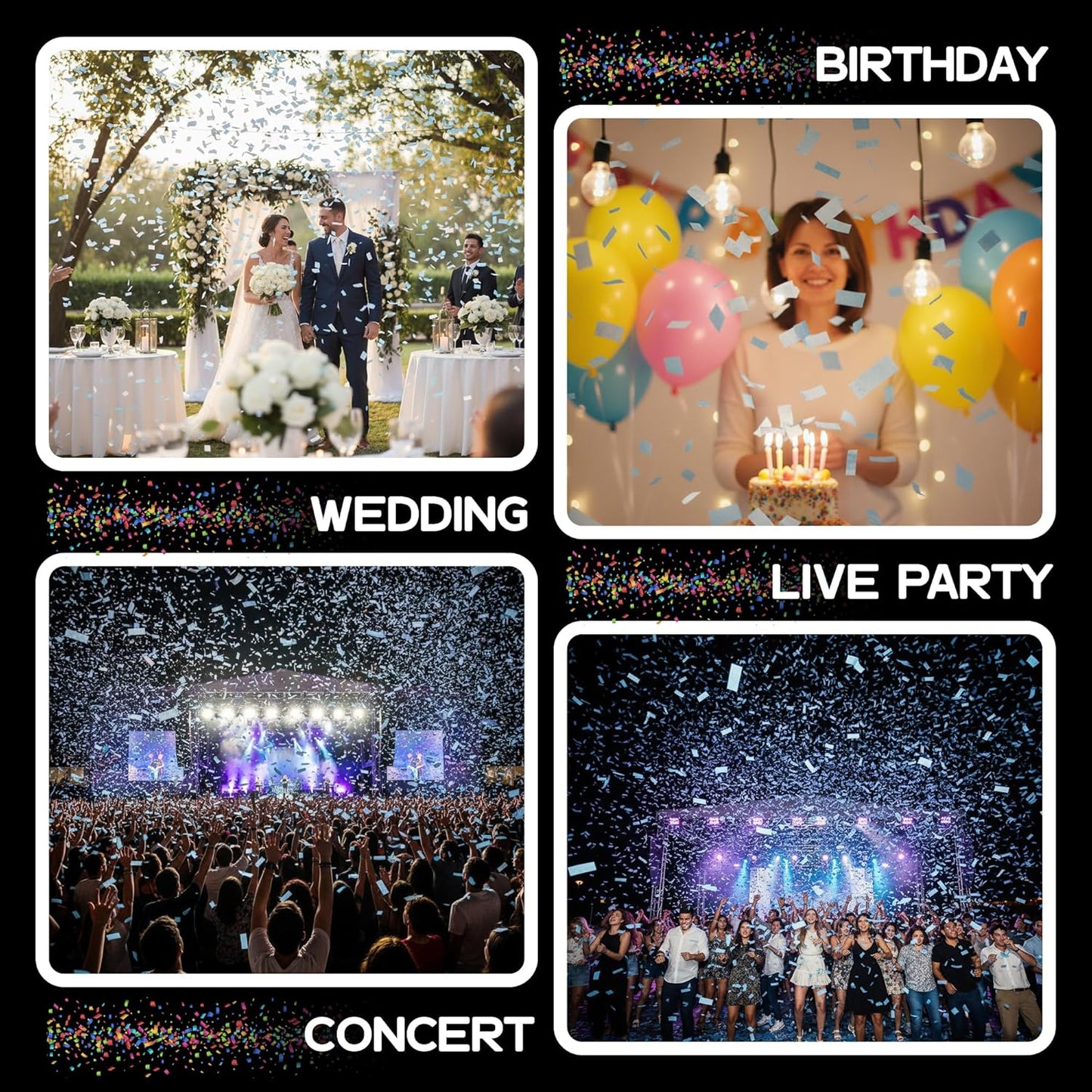 Ultimate Confetti, Multicolor Biodegradable Confetti - Rectangular Fluttering Tissue Paper Confetti for Cannon and Launcher use - Best for Holidays, Birthday, Wedding, and Parties - 1 lb, 16 oz