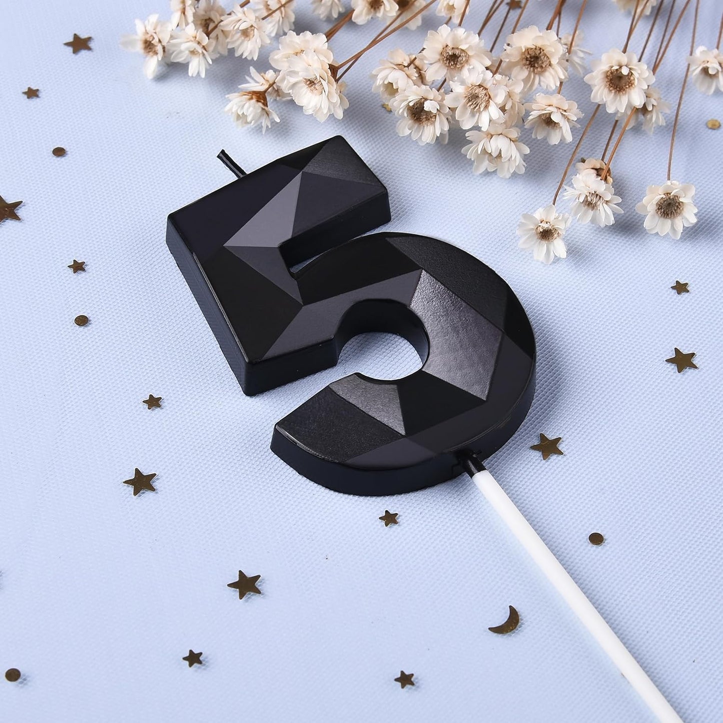 PHD CAKE 2.76 Inch Crystal Black 9 Number Birthday Candles, Black Number Candles, Cake Number Candles, Party Celebration