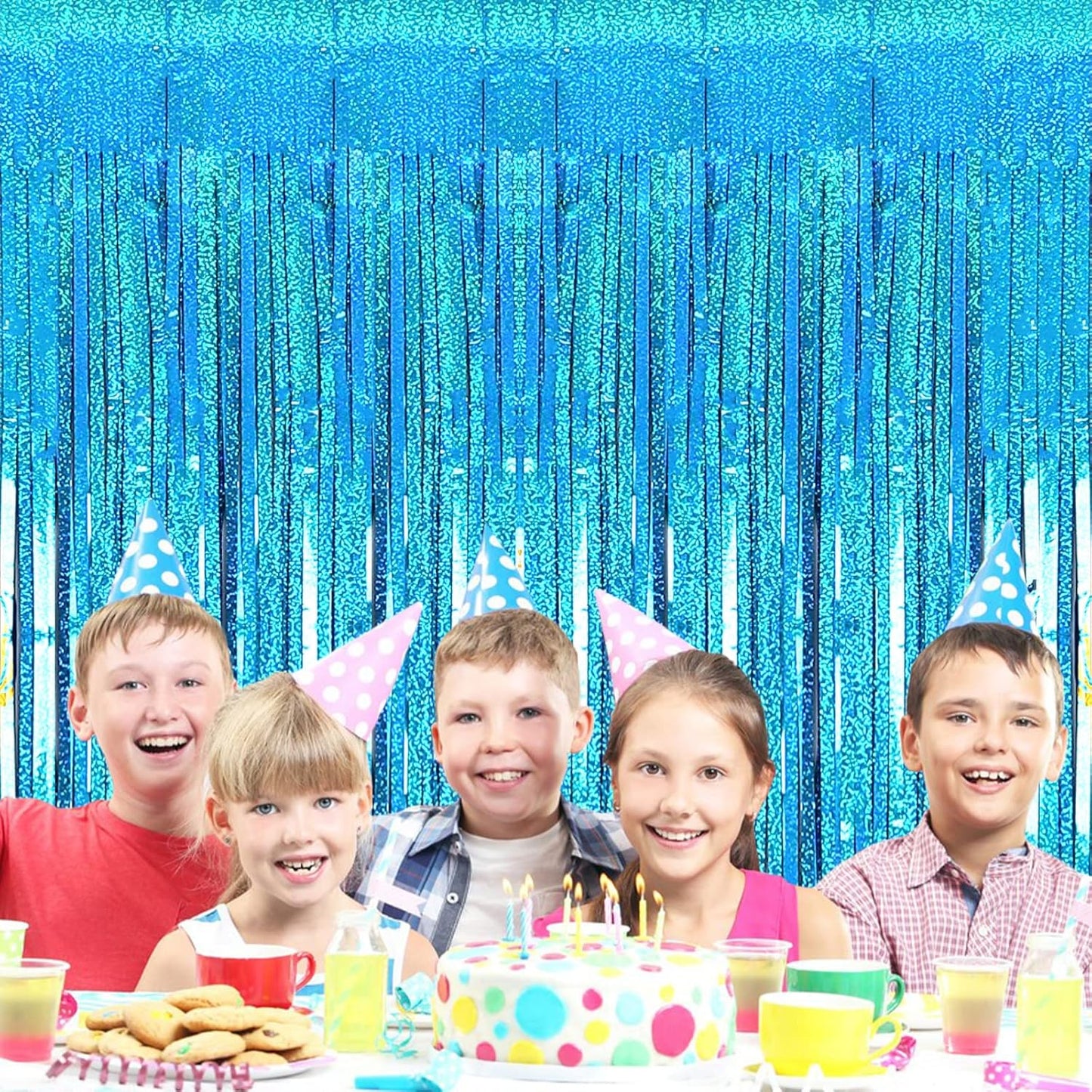 2 Pack 3.2ft x 8.2ft Silver Metallic Tinsel Foil Fringe Curtains, Door Streamer Photo Booth Backdrop for Birthday Graduation Engagement Bridal Shower Bachelorette Baby Shower Party Decorations