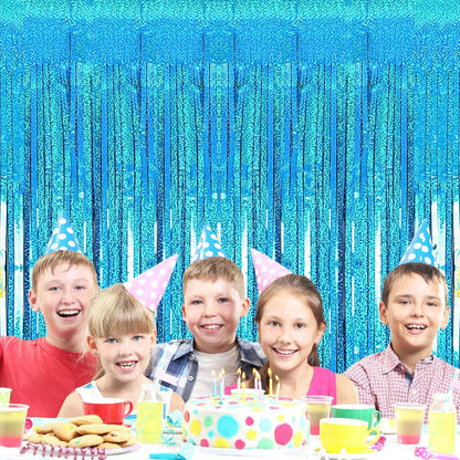 2 Pack 3.2ft x 8.2ft Silver Metallic Tinsel Foil Fringe Curtains, Door Streamer Photo Booth Backdrop for Birthday Graduation Engagement Bridal Shower Bachelorette Baby Shower Party Decorations
