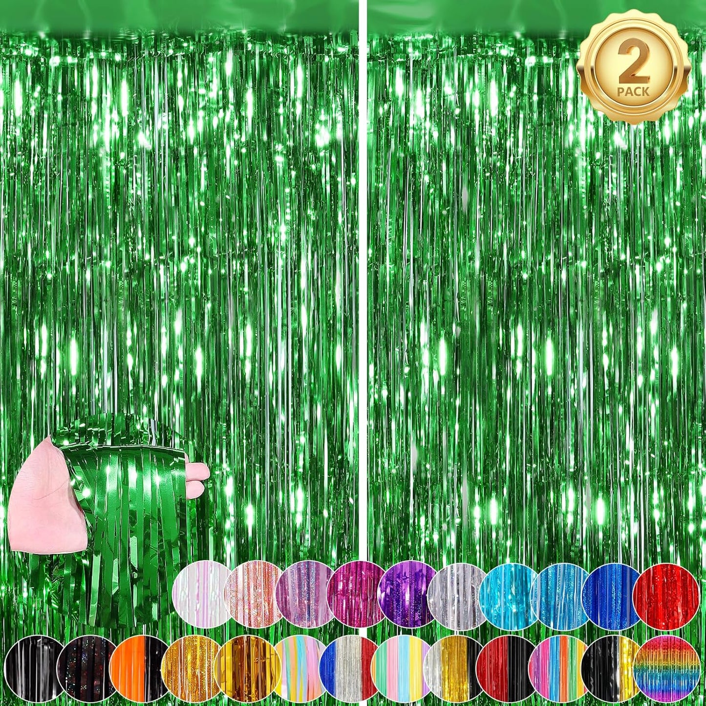 Black Fringe Curtain Party Streamers 2Pack 3.3x8.3 Ft Foil Fringe Backdrop Curtains for Birthday Wedding Bridal Baby Shower Halloween Decor Tinsel Streamers Black Party Decorations Door Streamers