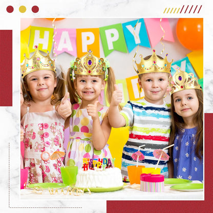 Yaomiao 44 Pcs Birthday Foam Crowns for Kids Princess Tiaras King Hat Bulk Diamond Sticker Kits for Crown Party Supplies