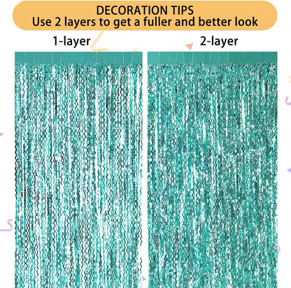 3 Pack Colorful Foil Fringe Curtain Backdrop - 6.6 x 3.3 ft Wavy Rainbow Tinsel Backdrop Curtain Metallic Streamers Iridescent Holiday Photo Booth Party Decorations