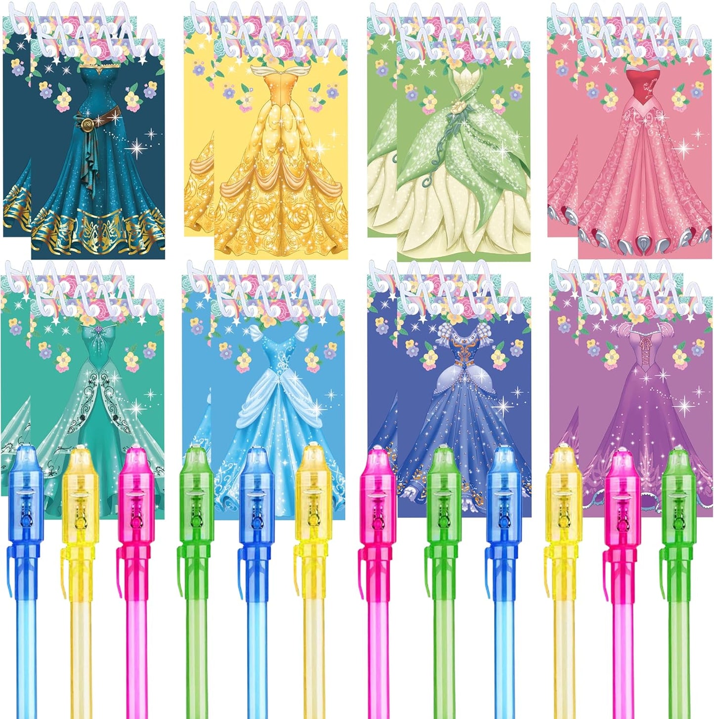 Princess party favors |12 invisible ink pen and 12 mini Notepads| Princess party Goodie Bag Stuffers, Classroom Prizes, party supplies