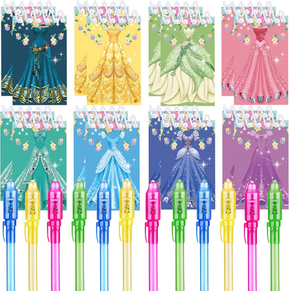 Princess party favors |12 invisible ink pen and 12 mini Notepads| Princess party Goodie Bag Stuffers, Classroom Prizes, party supplies