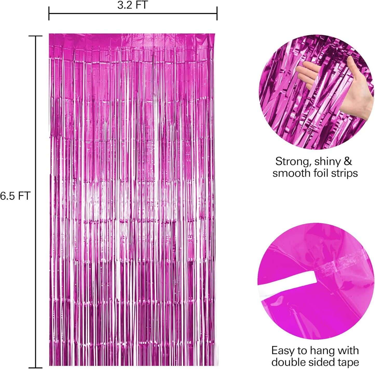 Hampton Distribution 6 Pack Silver Foil Fringe Curtains, Silver Tinsel Backdrop Party Curtains, Party Supplies for Birthday, Holidays, Parties & More