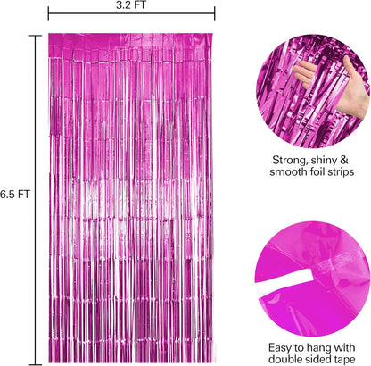 Hampton Distribution 6 Pack Silver Foil Fringe Curtains, Silver Tinsel Backdrop Party Curtains, Party Supplies for Birthday, Holidays, Parties & More