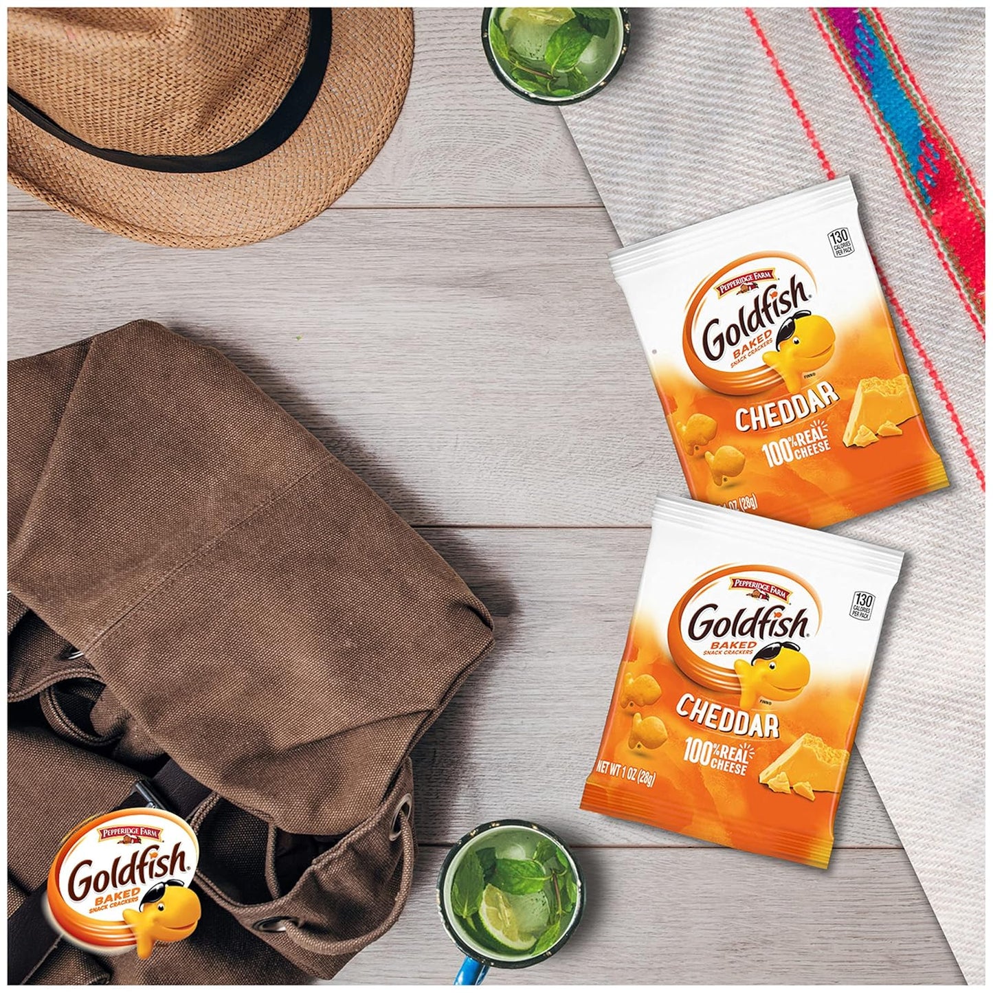 Goldfish Crackers Big Smiles Variety Pack with Cheddar, Colors, and Pretzels, Snack Packs, 30 Ct