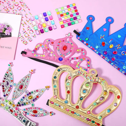Civaner 17 Pcs Princess Party Crowns Set DIY Tiaras Making Kit for Kids with Diamond Stickers, Party Favors and Supplies