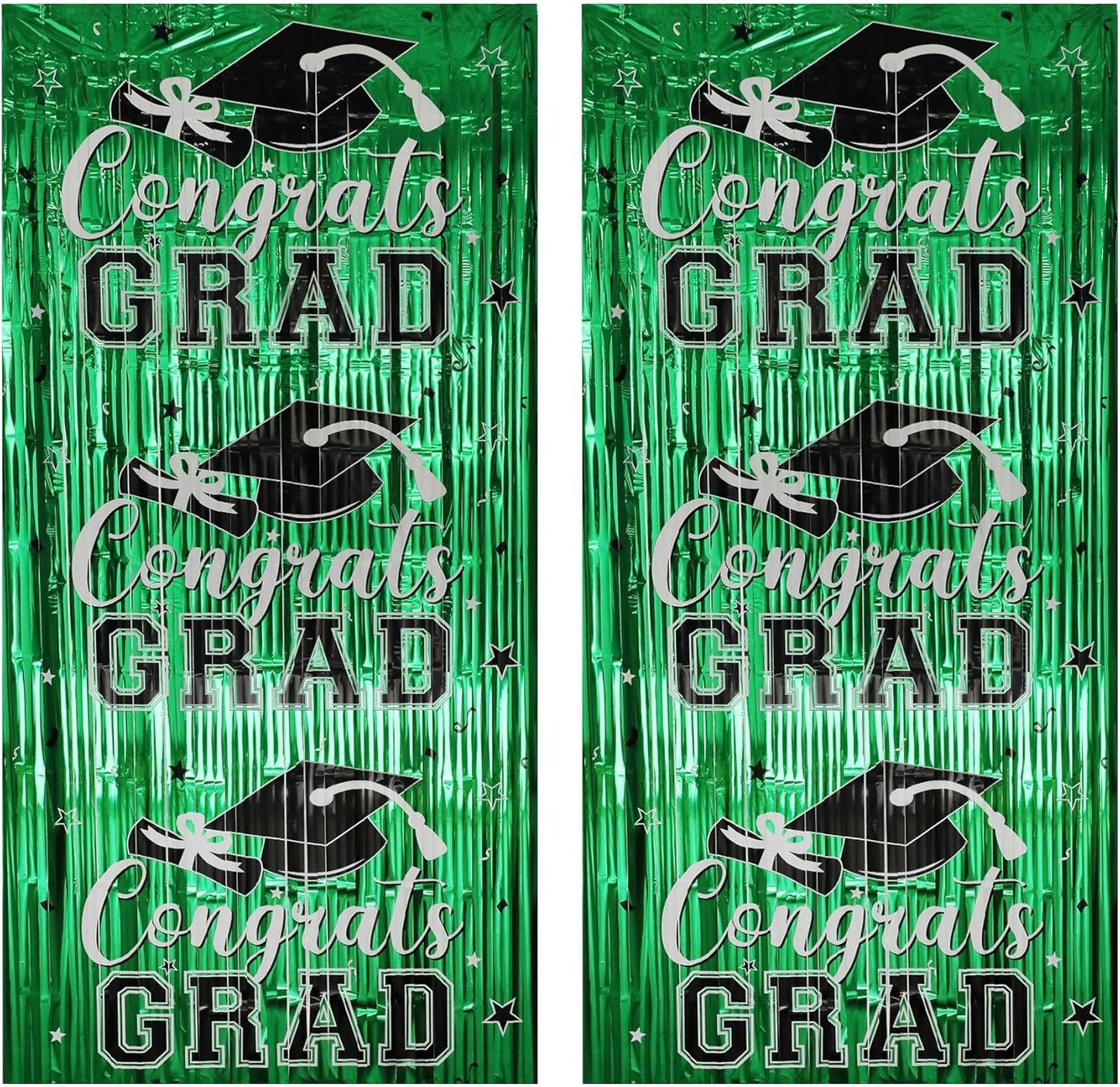 Gradution Party Suppiles Backdrop Decoration 2026, Claas of 2026 Streamer Tinsel Foil Fringe Curtains, Photo Booth Prop Backdrop, Black Grad Photo Backgrounds