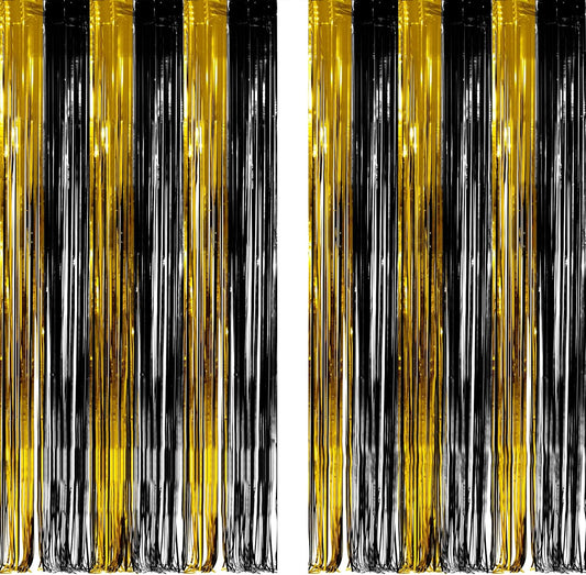 Iridescent Party Streamers Backdrop - GREATRIL Neon Transparent Holographic Tinsel Foil Fringe Curtain for Mermaid/Frozen/Sea/Euphoria/ERAS Party Theme Decorations 3.2ft x 6.5ft 2 PCS - Colors A