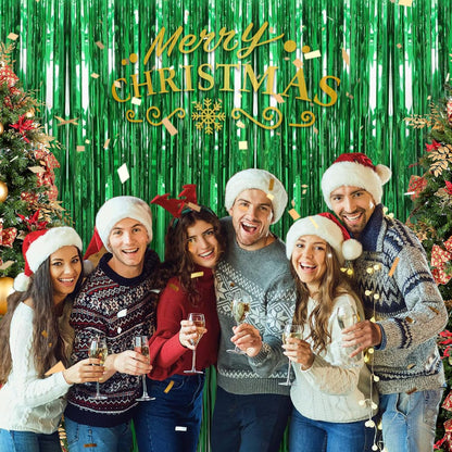 Birthday Party Decorations: 3 Pack 3.3 x 9.9 ft Gold Foil Fringe Curtains Party Supplies, Tinsel Curtain Backdrop for Parties/Birthday/Photo Booth