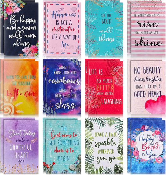 Containlol 24 Pcs Inspirational Notepads Bulk Mini Motivational Gratitude Journals Notebook with Positive Quotes Small Notepads Graduation Party Favors for Women Nurses Teachers Office(Lovely Style)