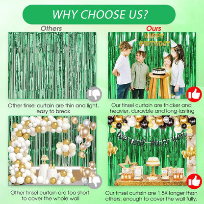 Birthday Party Decorations: 3 Pack 3.3 x 9.9 ft Gold Foil Fringe Curtains Party Supplies, Tinsel Curtain Backdrop for Parties/Birthday/Photo Booth