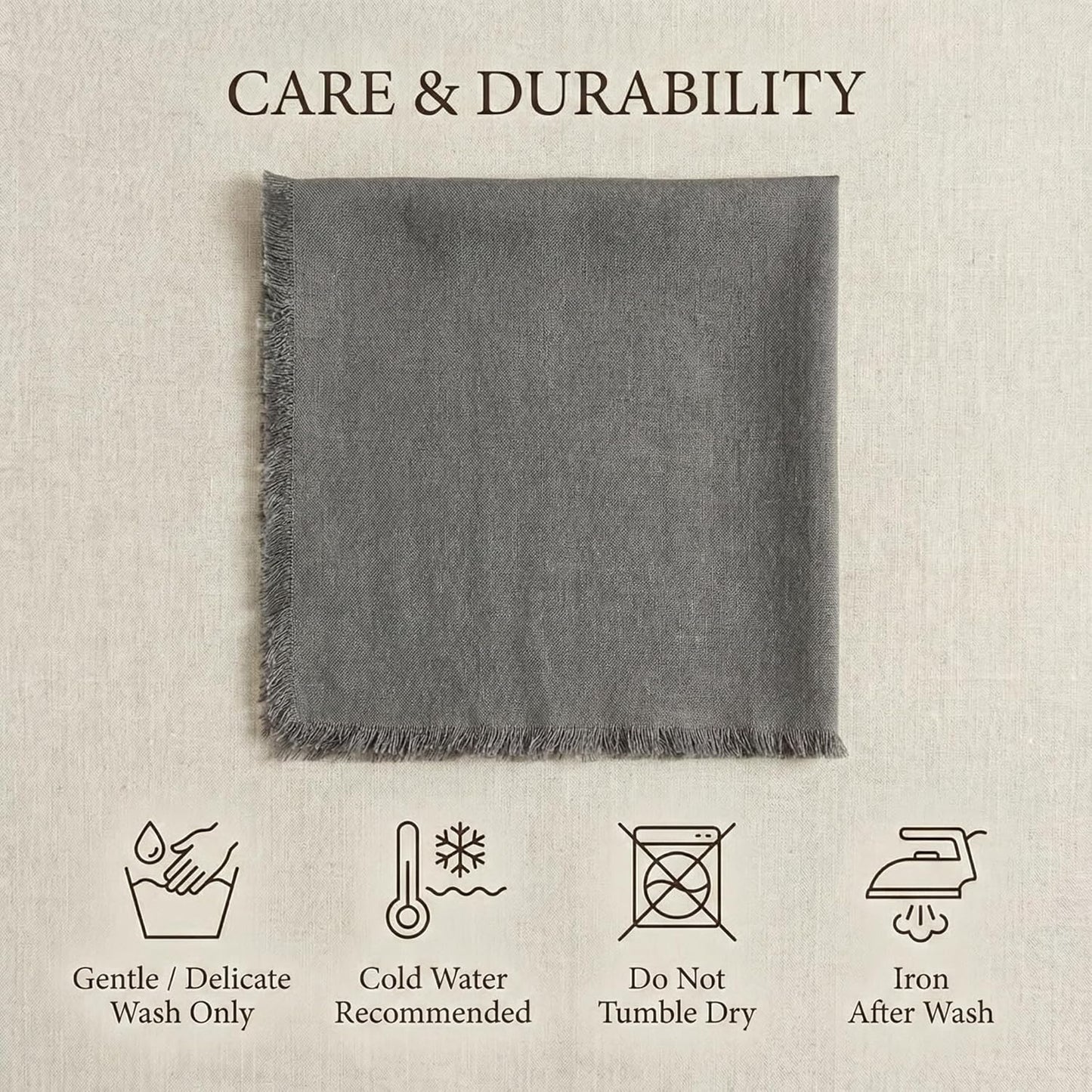 ACCENTHOME Natural Cotton Linen Napkin Set of 12 18x18 inch Dinner Napkins - Washable Soft Premium Hotel Quality Reusable Hemmed Edges Napkins Perfect Table Linens for Family Dinners, Weddings