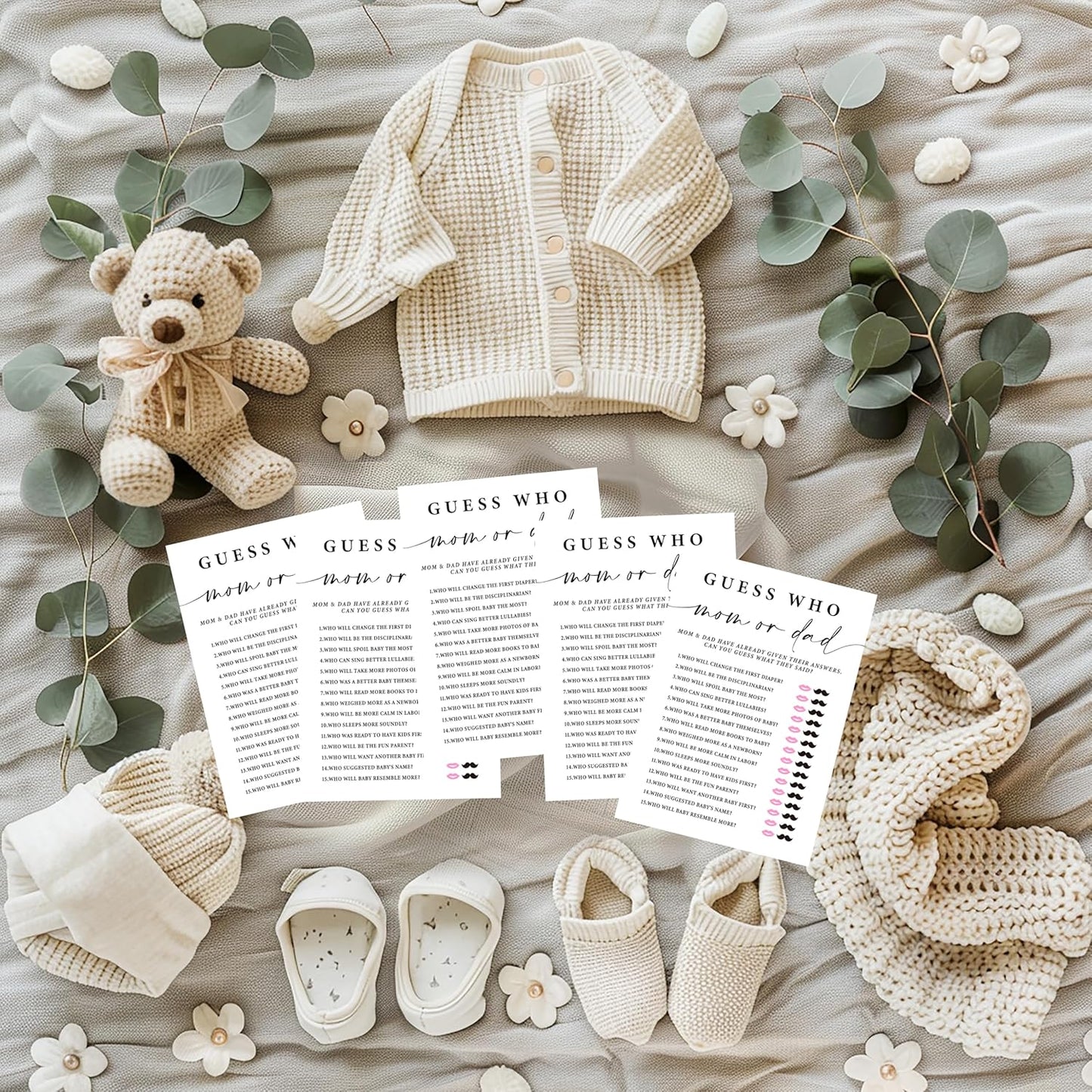 ZIIUFRN Baby Shower Games(5" X 7"), 30 Sets Modern Black and White Baby Bingo Guess Gift Game Cards, Boy Girl Gender Neutral Baby Shower Supplies-B07
