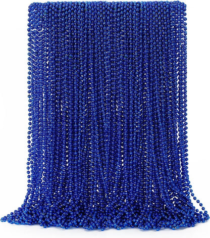 EOBOH 144PCS Mardi Gras Beads, Metallic 12 Kinds Bead Necklace Party Supplies, 33" Mardi Gras Necklace Costume Stuff, Festival Parade Throw Accessories for Wedding Birthday Celebrations Decorations