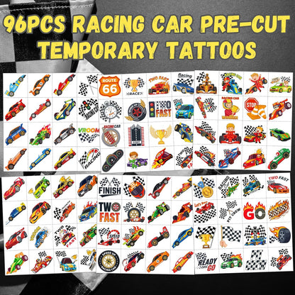 96PCS Racing Car Temporary Tattoos Stickers - Sport Racing Car Birthday Party Favors Themed Birthday Party Decorations Accessories Supplies Gift Idea For Kids Teens Adult Classroom Prizes Rewards