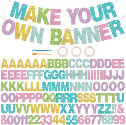 BEISHIDA 116 PCS A-Z DIY Letter Banner Kit Make Your Own Banner Including 111 Letters and Numbers 3 Rope and 2 Threading Device,Customized for Birthday Graduation Wedding Decor Black