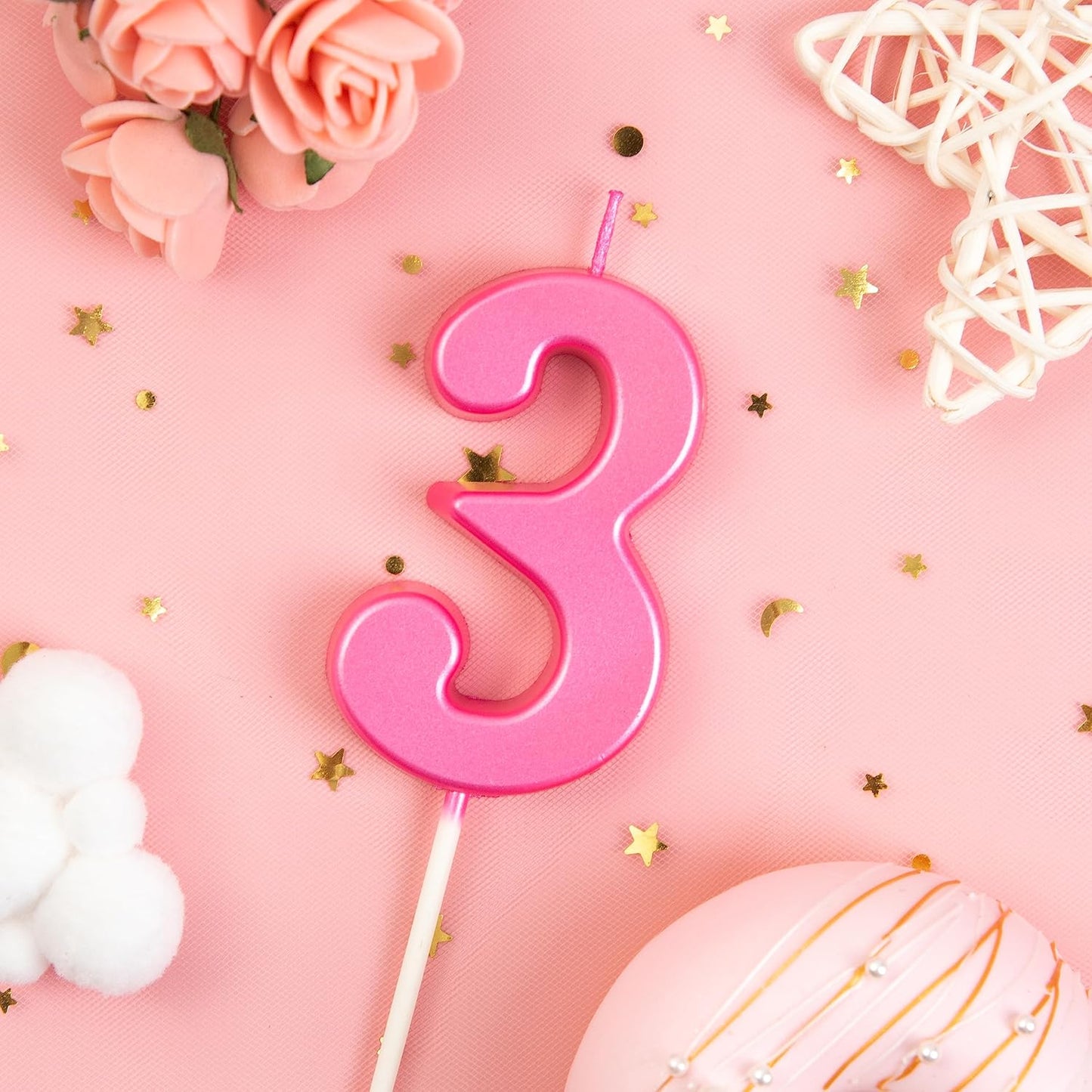 PHD CAKE 2.76 Inch Modern Gold 2 Number Birthday Candles, Gold Number Candles, Cake Number Candles, Party Celebration