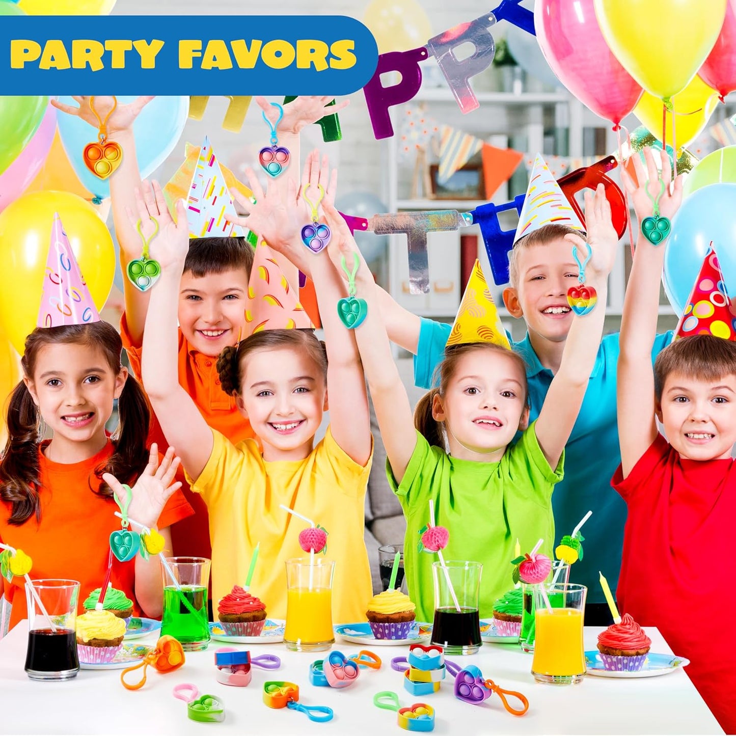 JOYIN Round Pop Fidget Keychain 30 Pack Pop Fidget Toys Bulk Party Favors for Kids 4-8,8-12 Years, Birthday Goodie Bags Stuffers Back to School Gifts for Students Classroom Prizes Sensory Toys