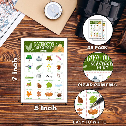 Nature Scavenger Treasure Hunt Games Cards for Friends and Family, Outdoor Scavenger Hunts, Trip Family Holiday Party Games, Find and Seek Camping Game Set -04