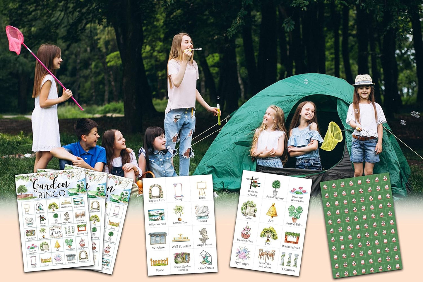 Garden Bingo Cards, Garden Theme Game for 24 Players, Bingo Activities for Adults, Garden Party Favors Supplies Decorations(A02)