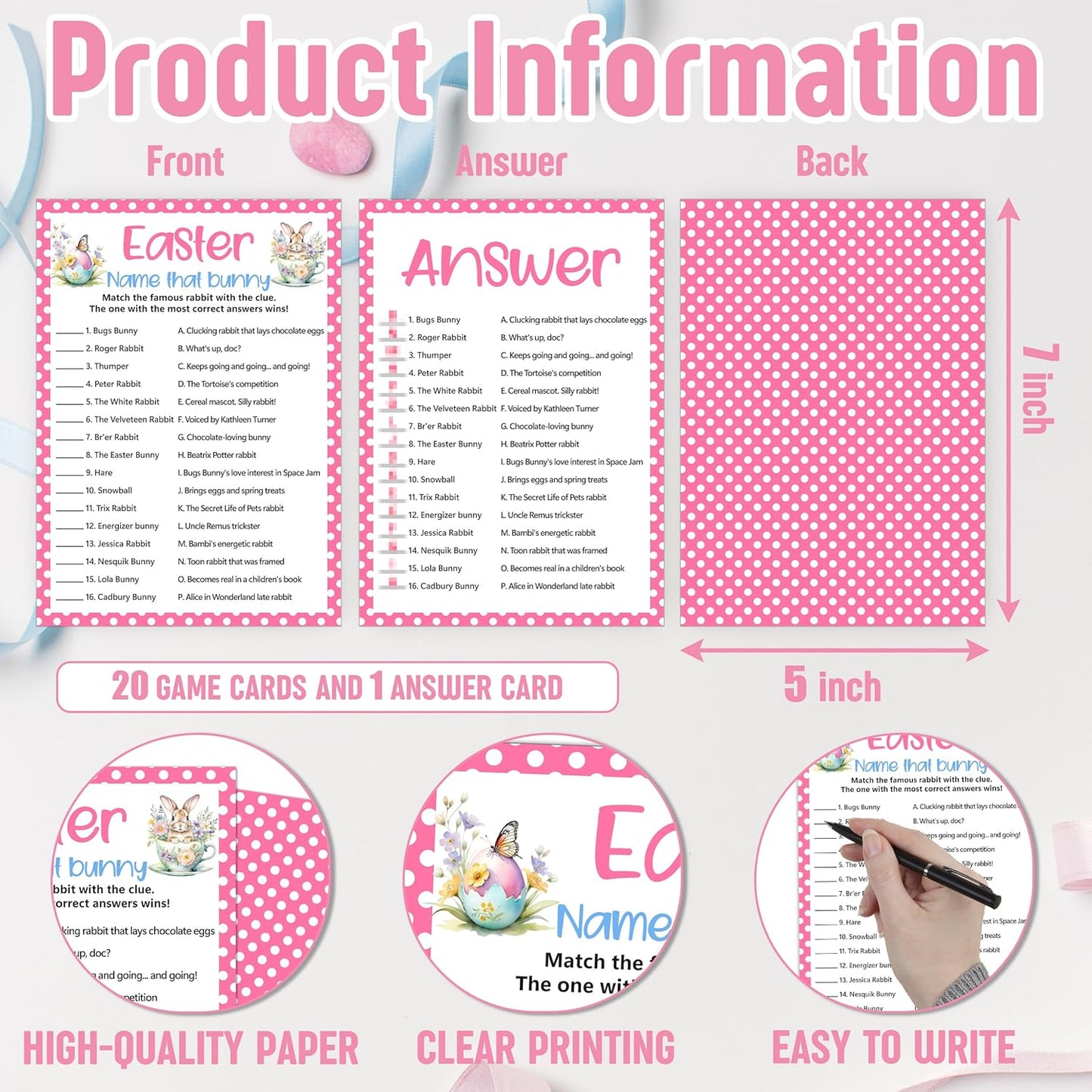 Easter Scavenger Hunt Games, Easter Treasure Hunt Clues Game Cards, Family Party Games for Kids and Adults, Holiday Party Game for Activities Decorations Supplies, 5x7 Inch (Indoor)-A03