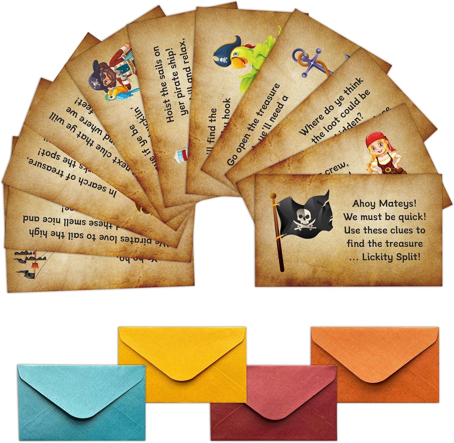 Pirate Games for Friends Groups, Pirate Treasure Hunt Clues Cards, Halloween Scavenger Hunt Games, Holiday Party Decorations Supplies Favors，11