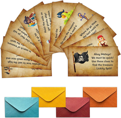 Pirate Games for Friends Groups, Pirate Treasure Hunt Clues Cards, Halloween Scavenger Hunt Games, Holiday Party Decorations Supplies Favors，11