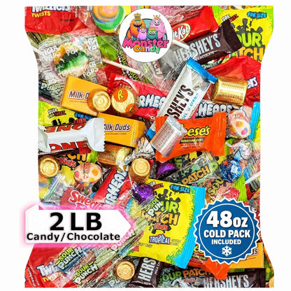Chocolate and Candy Party Favor Mix - 2 lb Pinata Stuffers Bulk - Goodie Bag Stuffers for Kids Party Favors - Chocolate Candy Variety Pack Bulk - Individually Wrapped Candies - Father's Day - Cold Pack Included