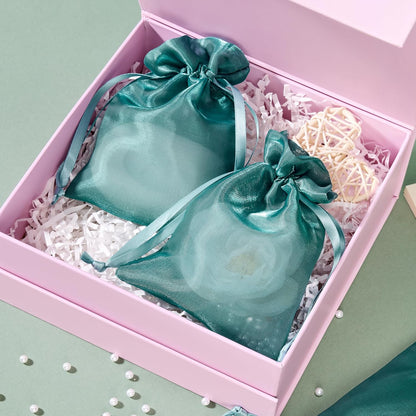 QIANF 20 Pcs Peacock Blue Small Organza Bags 3X4 inch for Wedding Favors with Drawstring, Mini Mesh Gift Bags Jewelry Pouch for Candy Bridal Shower Party Favor Baby Shower Christmas