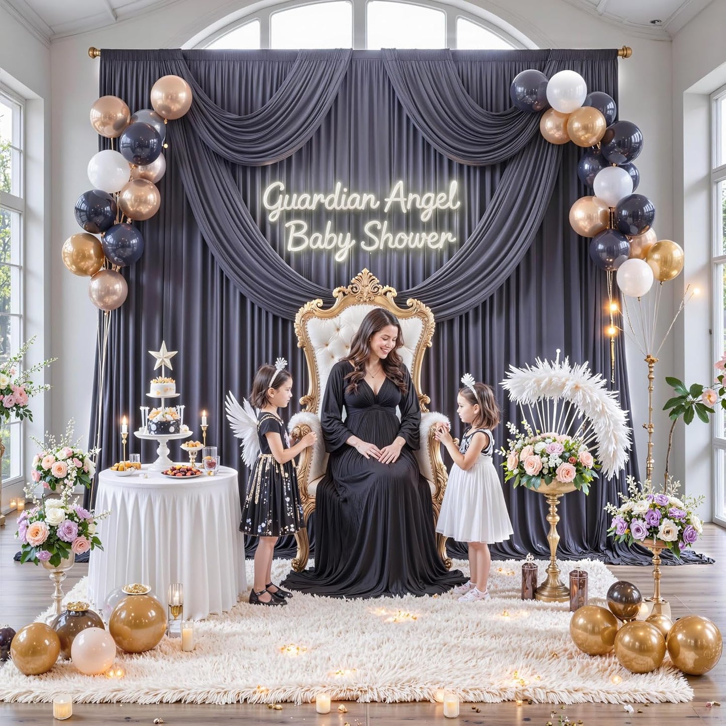 10 ft x 10 ft Wrinkle Free White Backdrop Curtains for Wedding Parties, Polyester Photography Backdrop Drapes for Birthday Parties Stage Backdrop Stand, 2 Panels 5x10FT Background Curtains