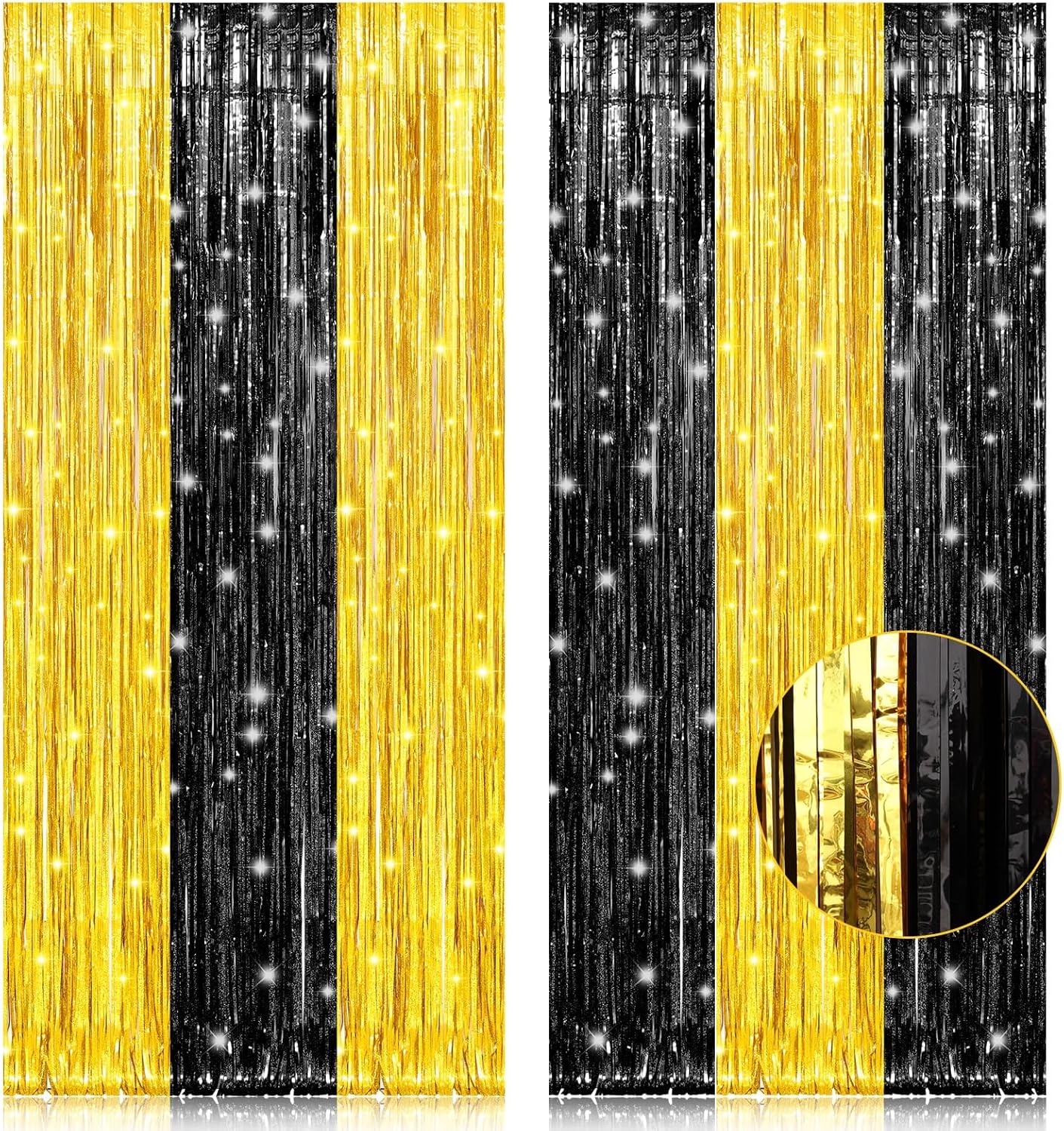 2 Pack 3.2ft x 8.2ft Silver Metallic Tinsel Foil Fringe Curtains, Door Streamer Photo Booth Backdrop for Birthday Graduation Engagement Bridal Shower Bachelorette Baby Shower Party Decorations