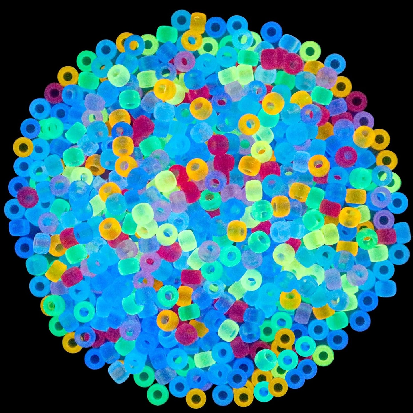 1000Pcs Glow in The Dark Pony Beads 9mm Plastic Kandi Beads Bulk for Friendship Bracelet Necklace Craft Jewelry Making Beads for Hair Braids 9 Color