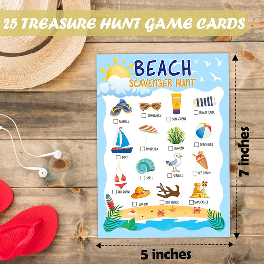 Beach Scavenger Treasure Hunt Game Cards, Outdoor Nature Scavenger Hunt Games, Summer Holiday Birthday Party Supplies Activities(25 Game Cards), 06