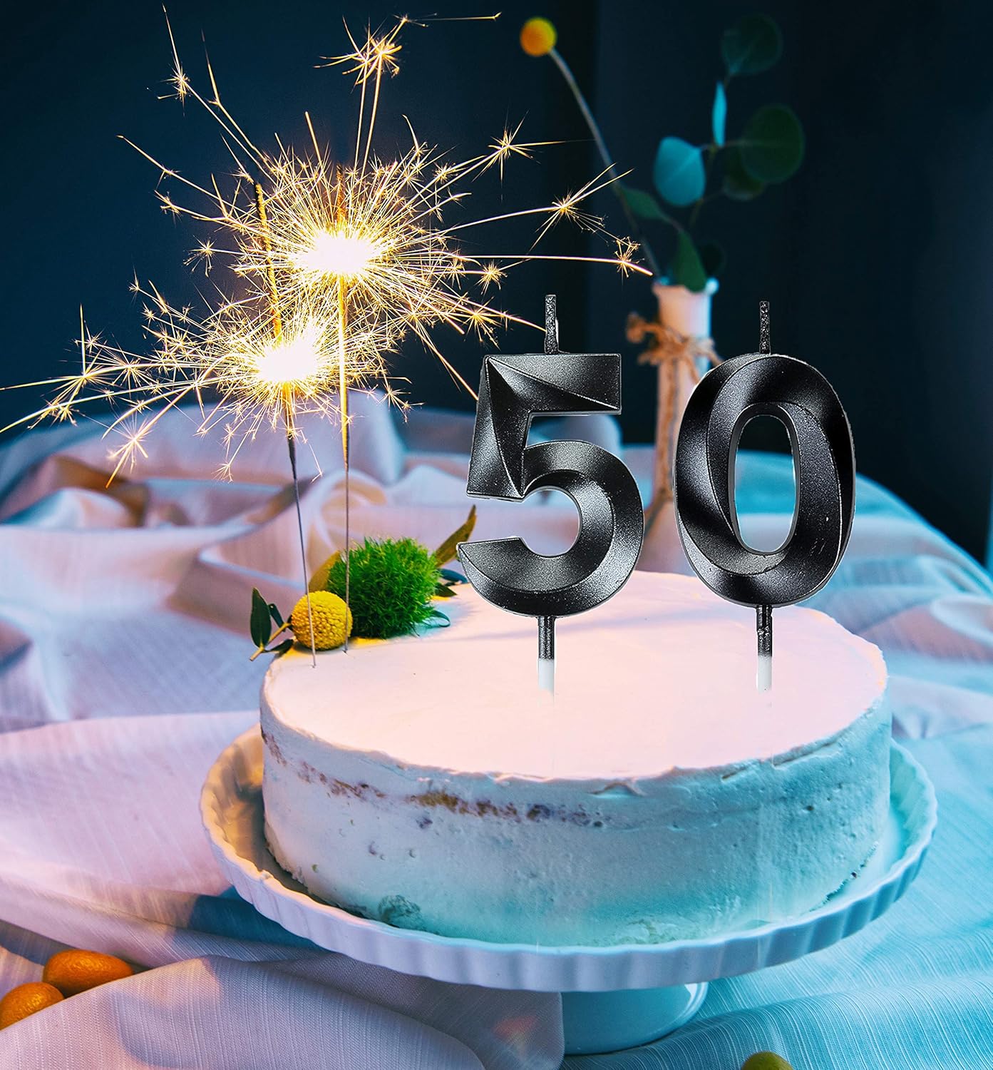 50th Birthday Candles,Gold Number 50 Cake Topper for Birthday Decorations Party Decoration