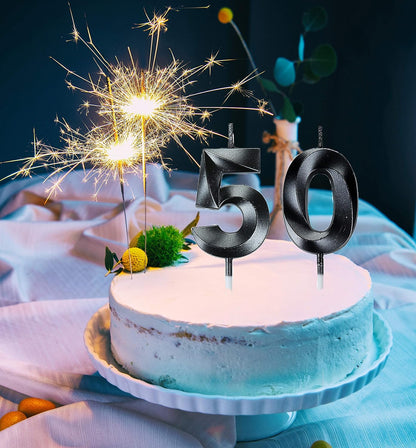 50th Birthday Candles,Gold Number 50 Cake Topper for Birthday Decorations Party Decoration