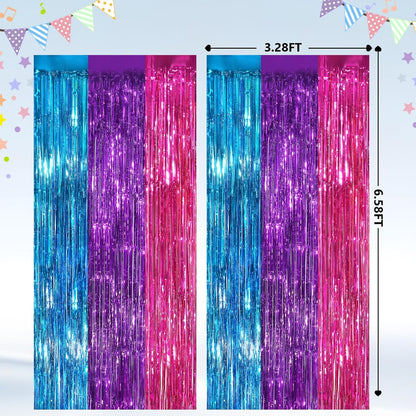 GCB 2Pack Black Metallic Tinsel Foil Fringe Curtains, Black Foil Curtain Backdrop, Photo Booth Props for Birthday Wedding Baby Shower Bachelorette Xmas Celebration Party Decorations Door Streamers