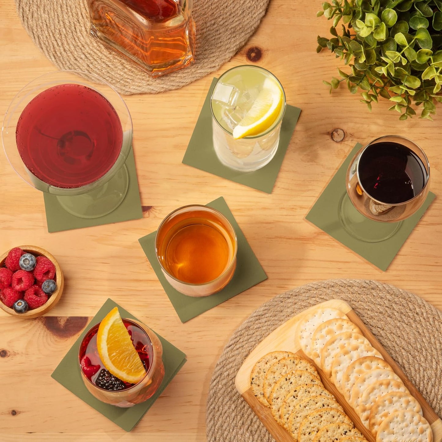 AH AMERICAN HOMESTEAD Cocktail Napkins-Disposable Beverage/Bar Napkins-White Linen-Like Square Napkins-Eco-Friendly & Compostable-Everyday Use, Party or Wedding 4.75inch x 4.75inch (100 Count, White)