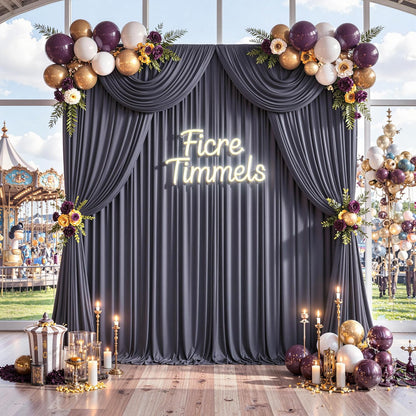 10 ft x 10 ft Wrinkle Free White Backdrop Curtains for Wedding Parties, Polyester Photography Backdrop Drapes for Birthday Parties Stage Backdrop Stand, 2 Panels 5x10FT Background Curtains