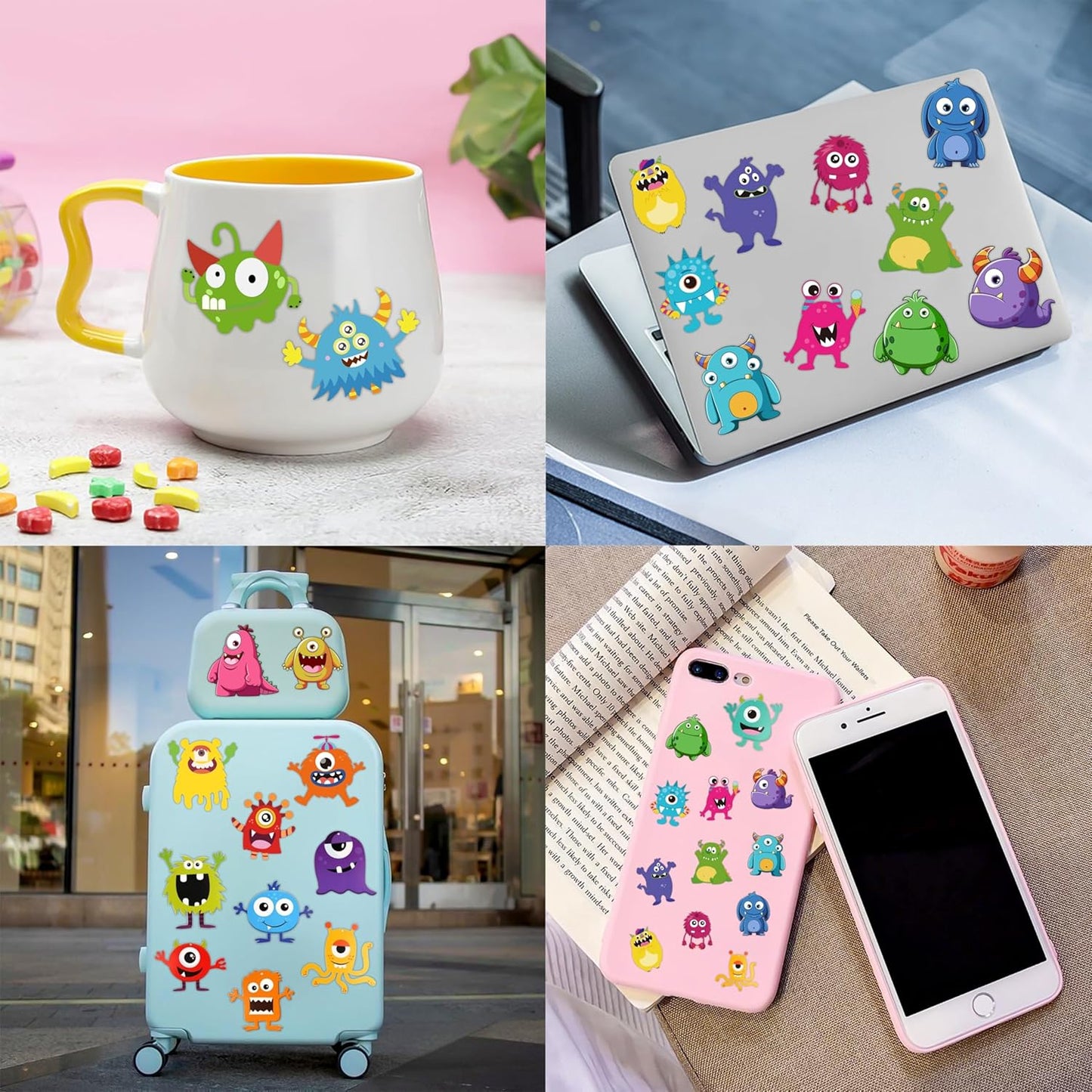 72PCS Monster Party Set - 48PCS Temporary Tattoos & 24PCS Slap Bracelets - Fun Monster-Themed Birthday Supplies, Baby Shower Gifts, Classroom Rewards & Party Decorations for Kids (Boys & Girls)